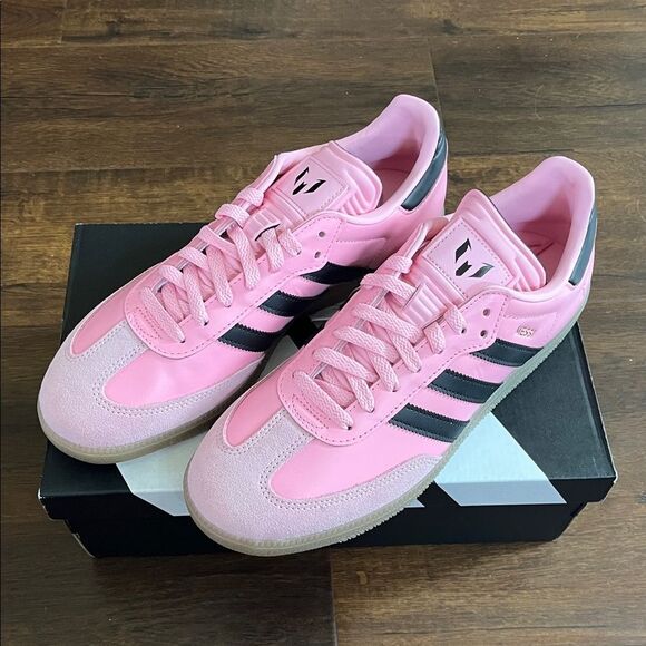 Adidas samba Messi pink/black men size 9.5/10 - Picture 2 of 7